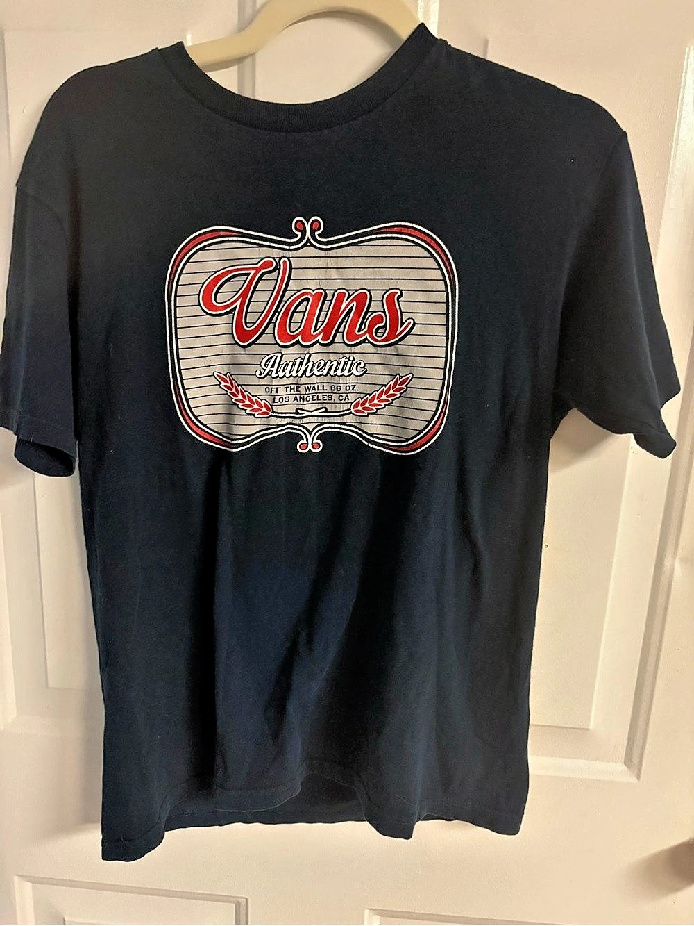 Vans Authentic Vintage Navy Blue Graphic T-Shirt - Size Small